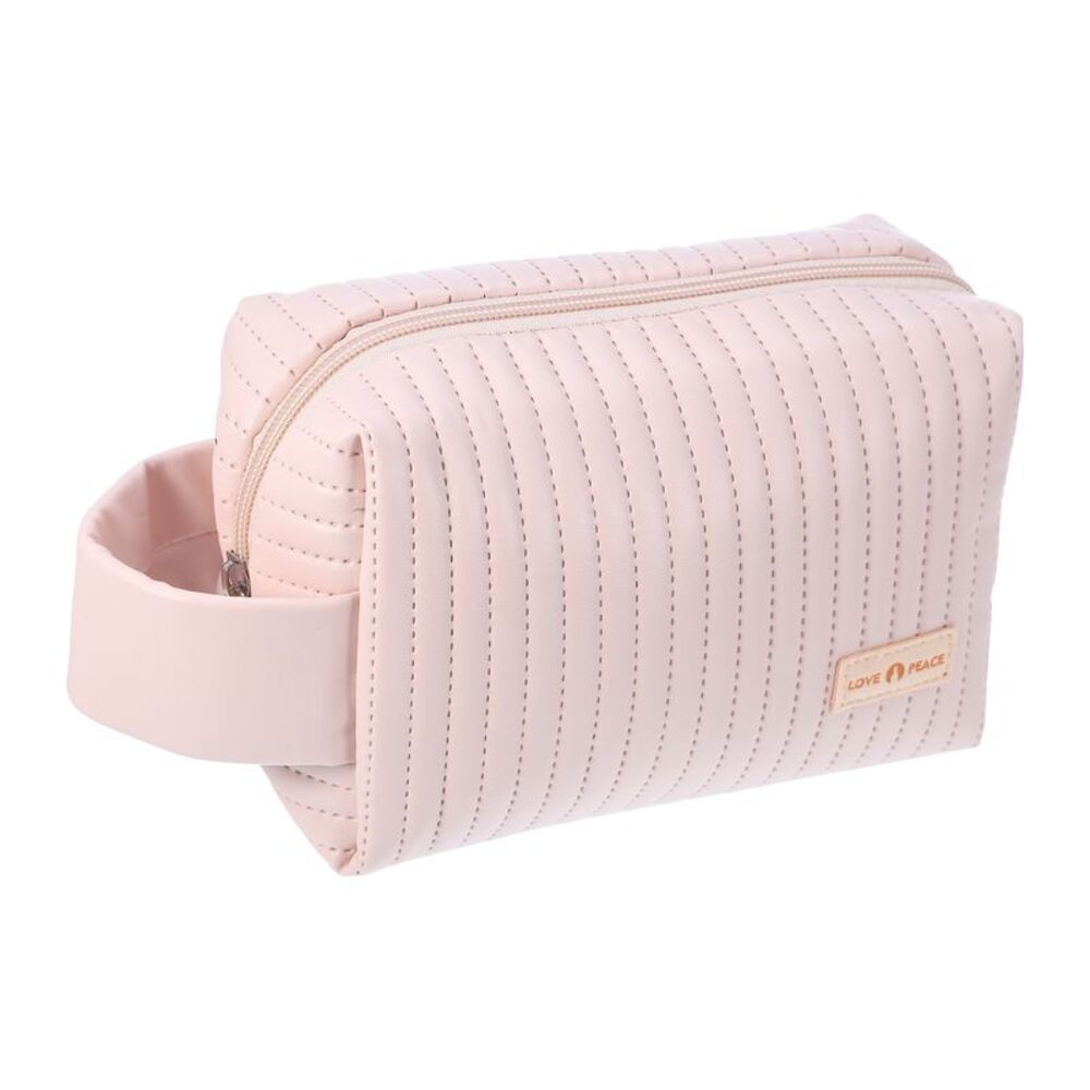 Faux Leather Travel Large Makeup Organizer Toiletry Bag Pink